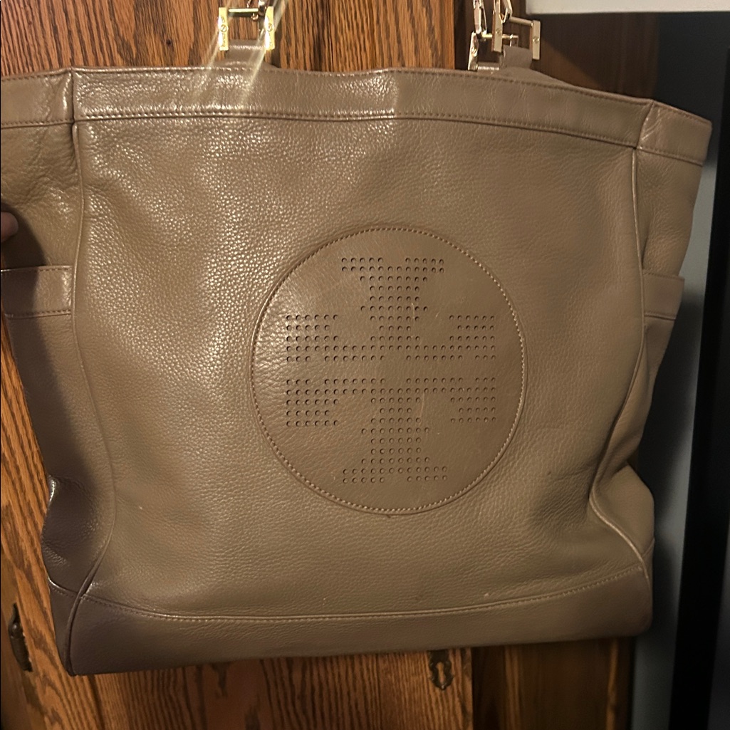 Tory Burch Gold And Brown Tote Bag